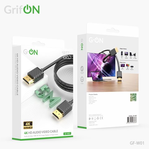 Кабель HDMI-HDMI GrifON GF-W01 4K 5м чёрный